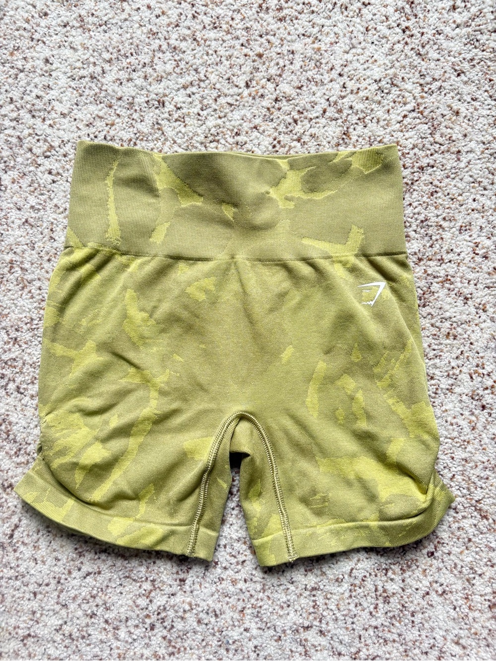 Gymshark olive green camo seamless high-waist biker shorts